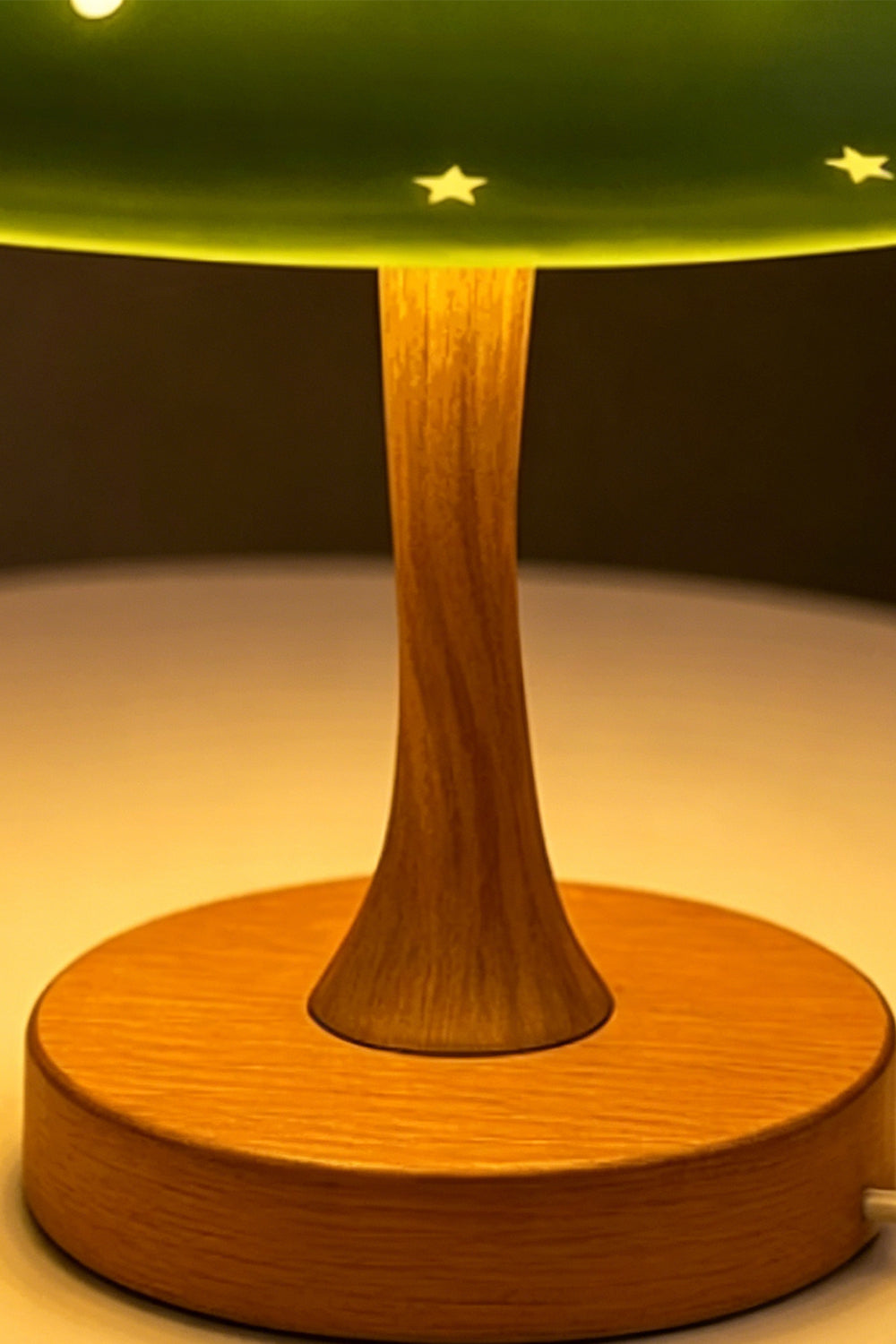 Sylvan Astral Resin Table Lamp | Blue star pattern shade | Unlit product shot | Dark blue finish | Wood-look base | Isolated white background | Samu Lamp