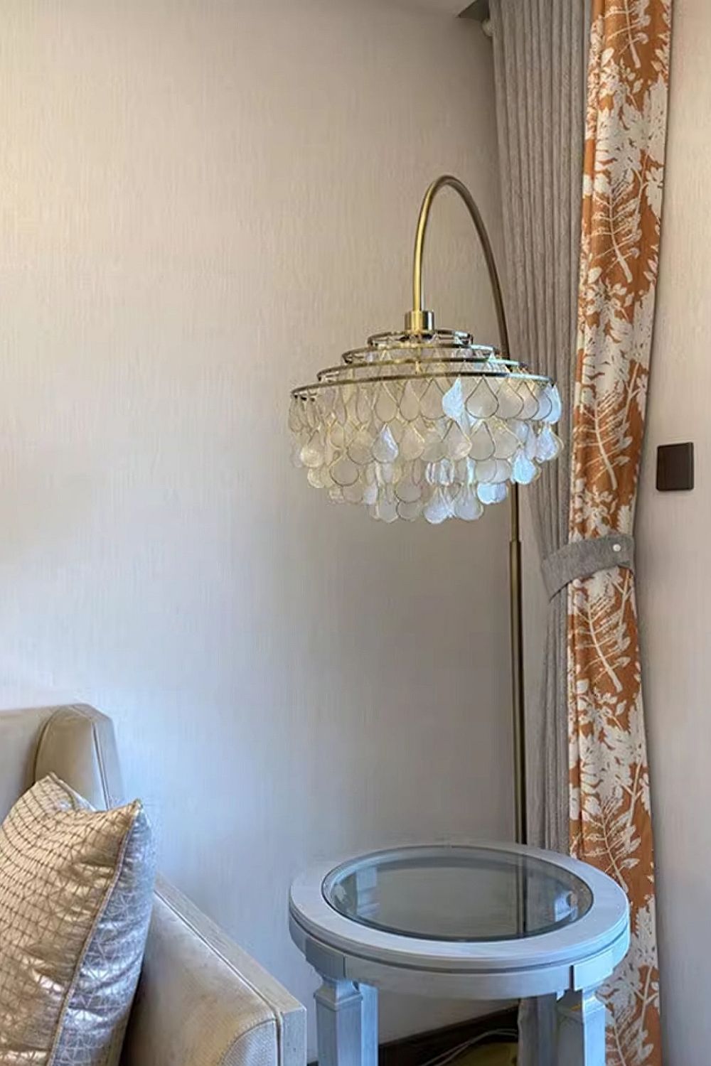 Teardrops Capiz Arc Floor Lamp