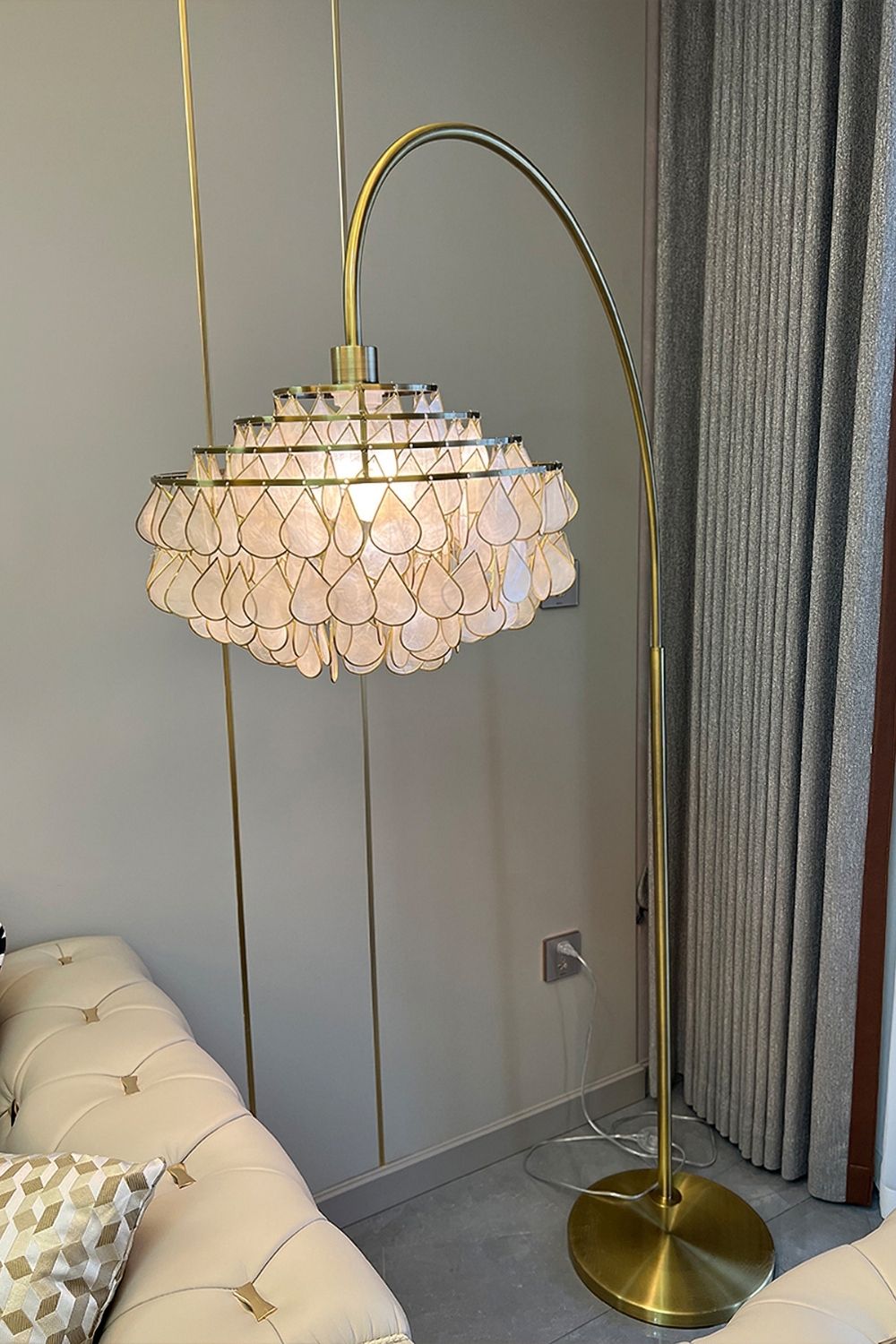 Teardrops Capiz Arc Floor Lamp