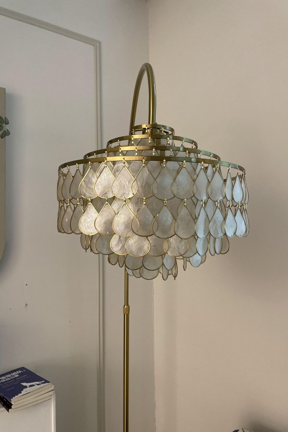 Teardrops Capiz Arc Floor Lamp