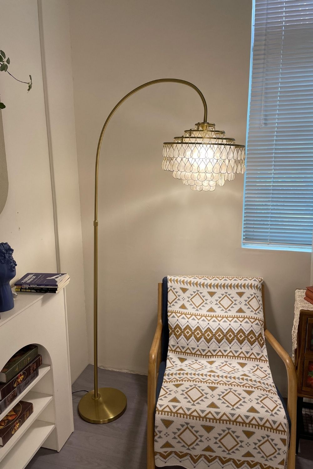 Teardrops Capiz Arc Floor Lamp
