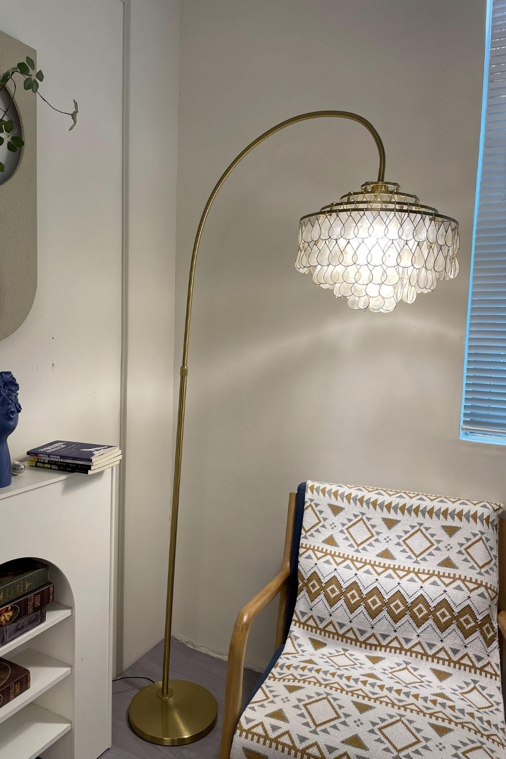 Teardrops Capiz Arc Floor Lamp