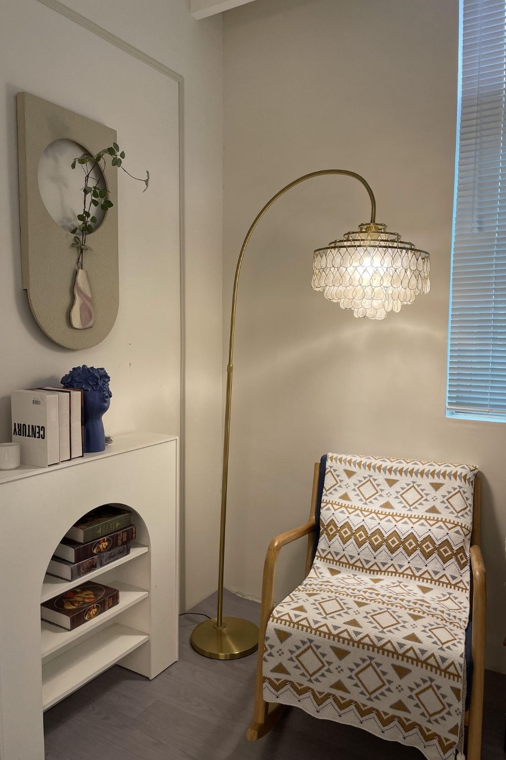 Teardrops Capiz Arc Floor Lamp