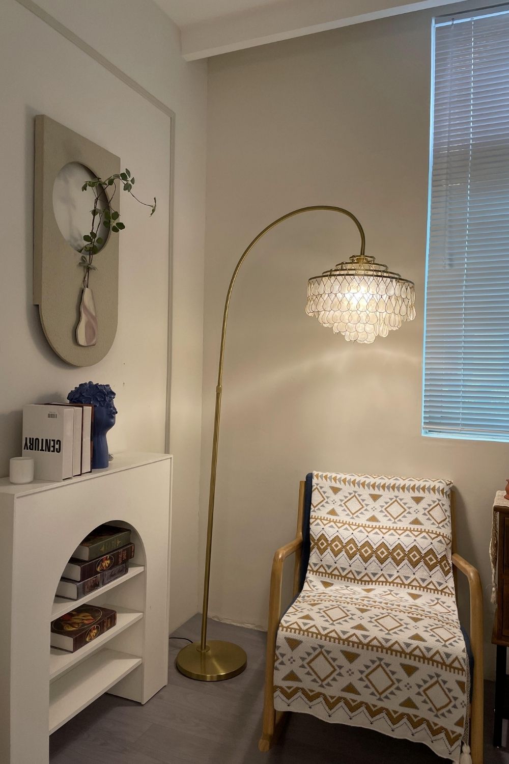 Teardrops Capiz Arc Floor Lamp