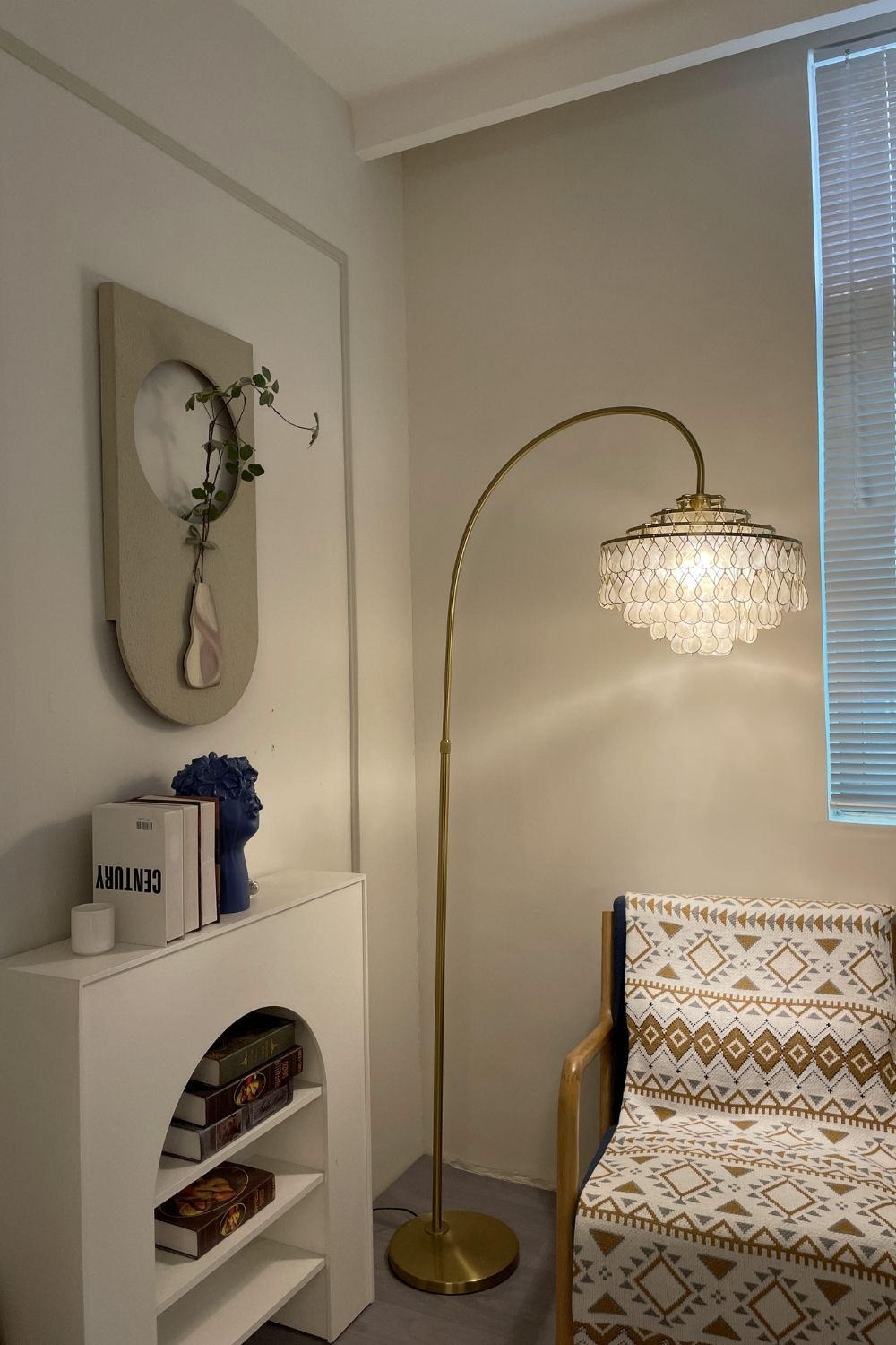 Teardrops Capiz Arc Floor Lamp
