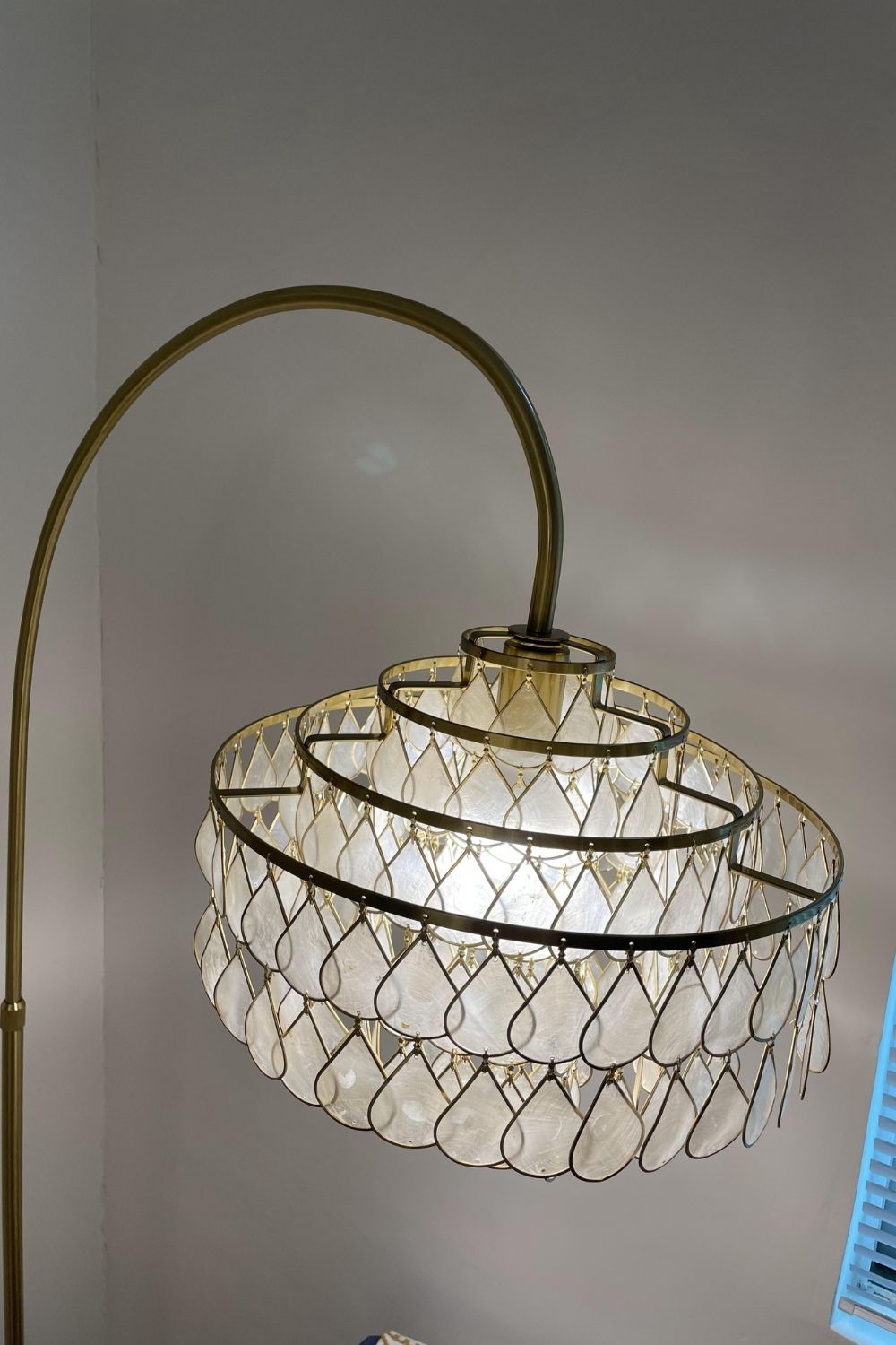 Teardrops Capiz Arc Floor Lamp
