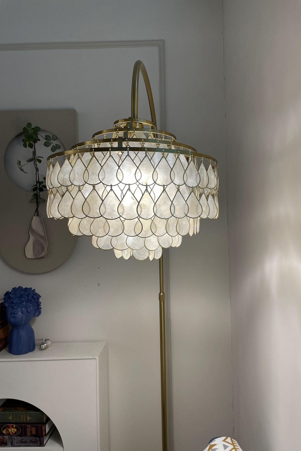 Teardrops Capiz Arc Floor Lamp