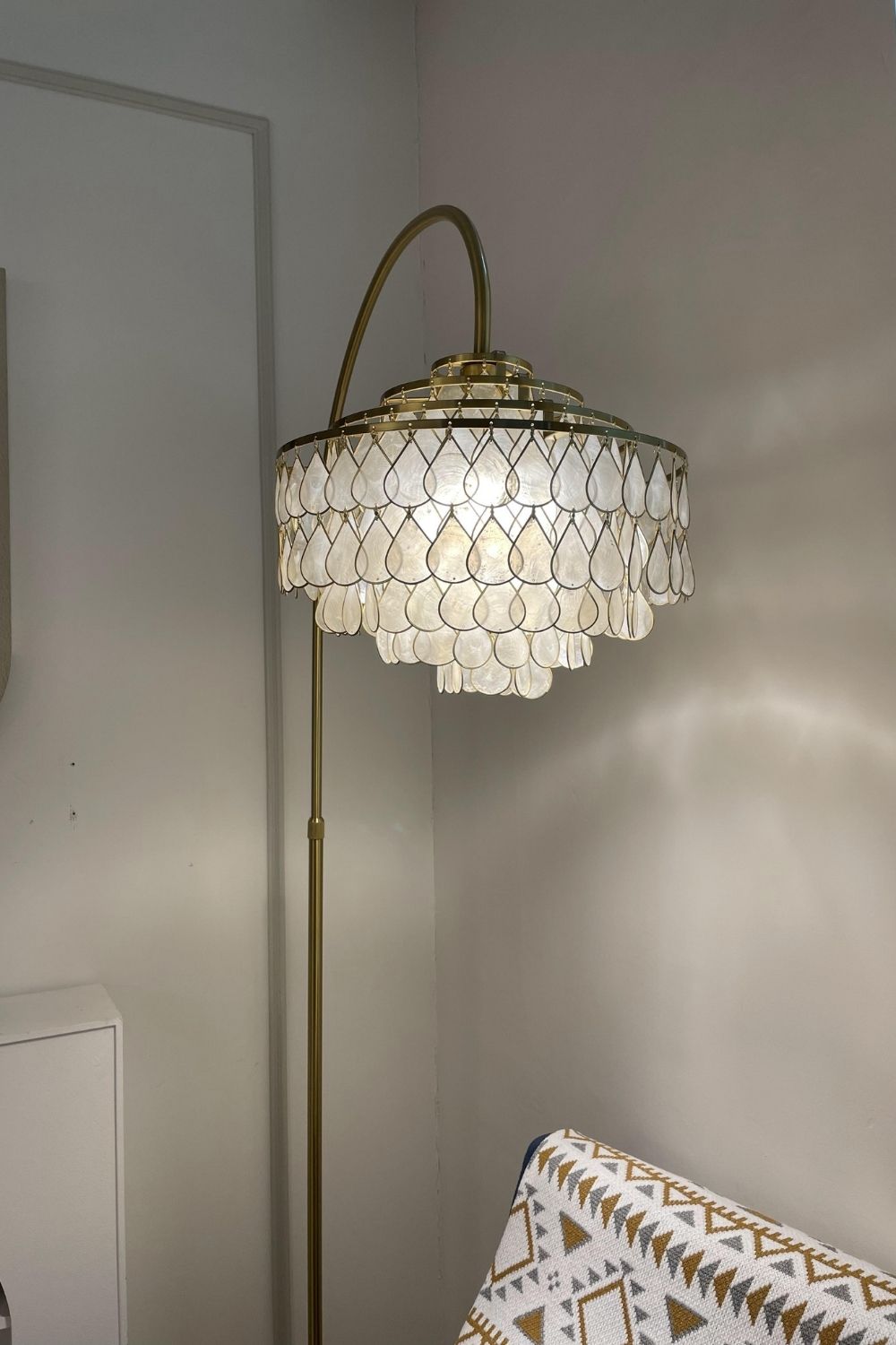 Teardrops Capiz Arc Floor Lamp