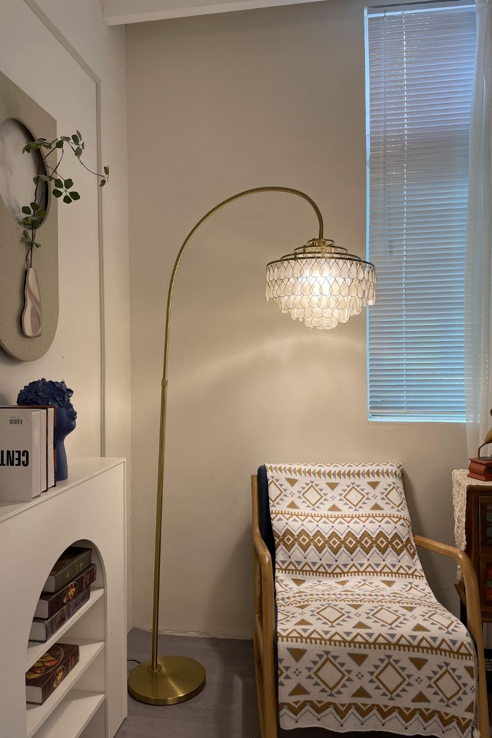 Teardrops Capiz Arc Floor Lamp
