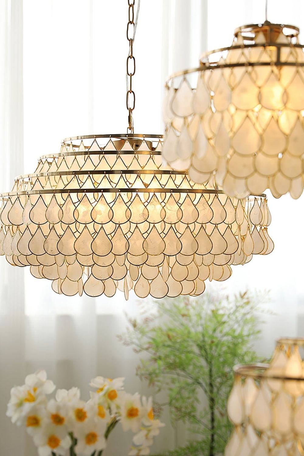 Teardrops Capiz Chandelier