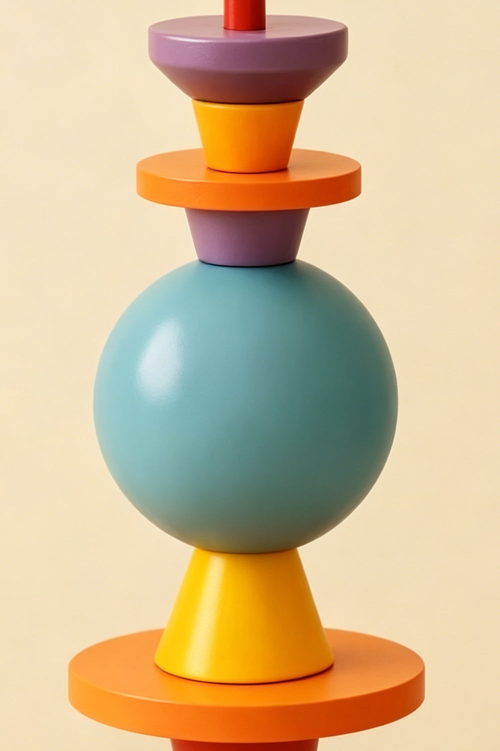 Tectonic Prism Metal Floor Lamp | Metal | Macro detail of the sculptural geometric base with blue, orange, and yellow shapes | Samu Lamp