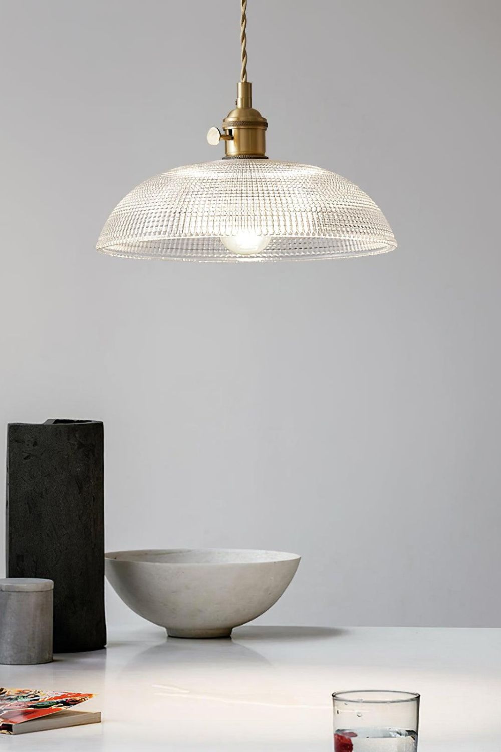 Textured Dome Glass Pendant Light