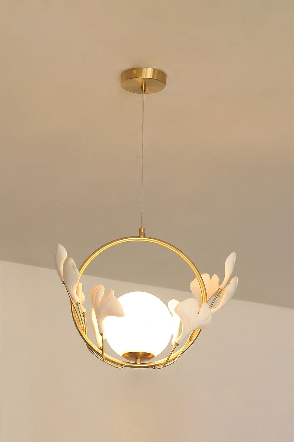 The Golden Gingko Halo Pendant Light  Samu Lamp