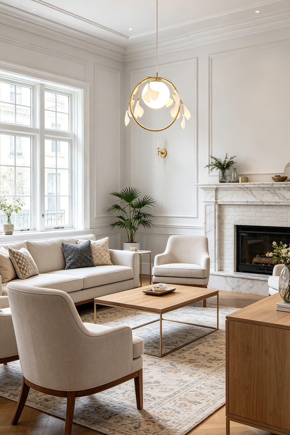 The Golden Gingko Halo Pendant Light for Living room | Samu Lamp