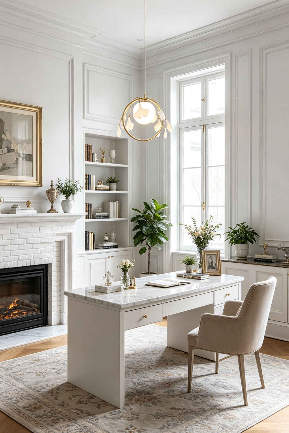 The Golden Gingko Halo Pendant Light for Den/Study| Samu Lamp