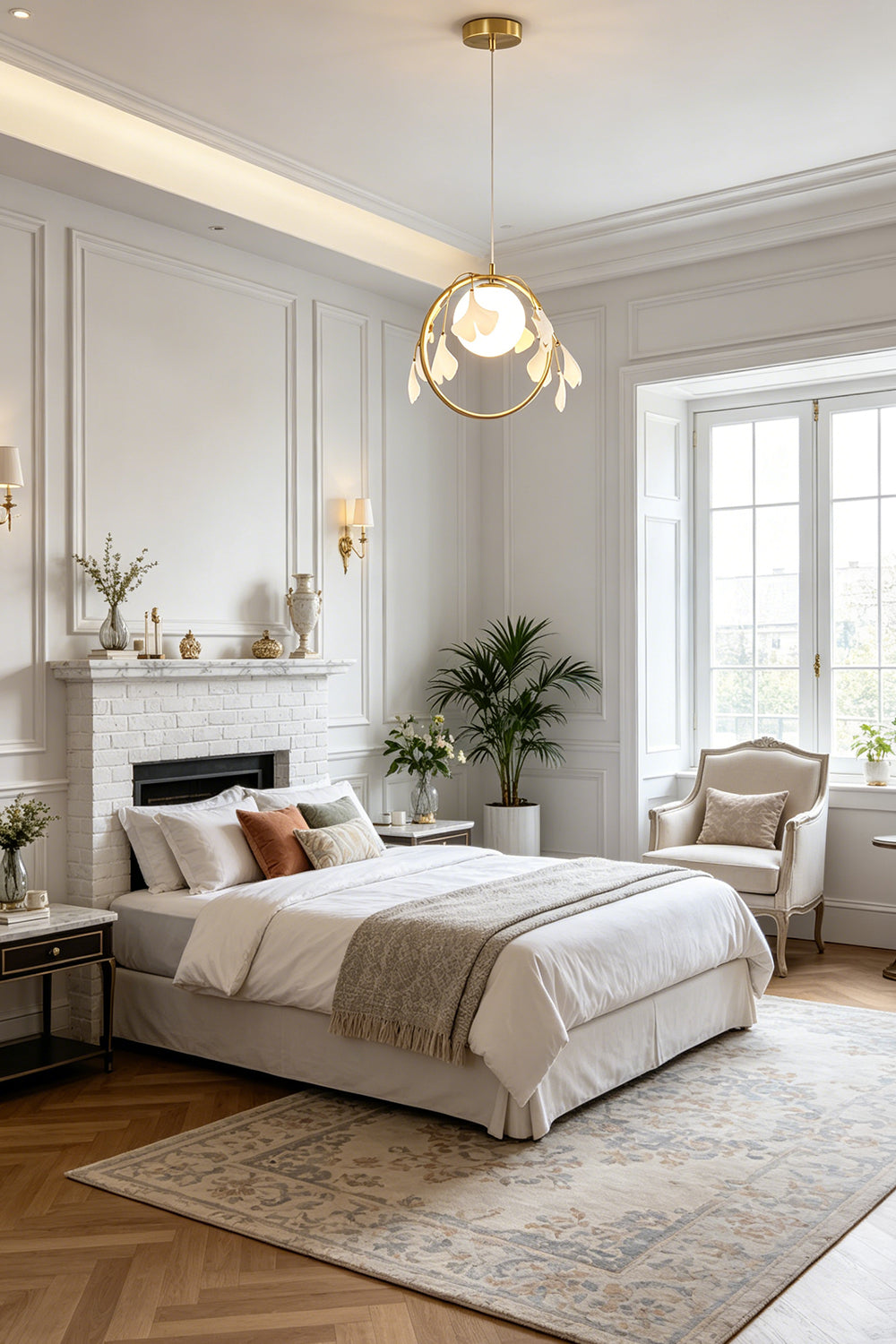 The Golden Gingko Halo Pendant Light for Bedroom | Samu Lamp