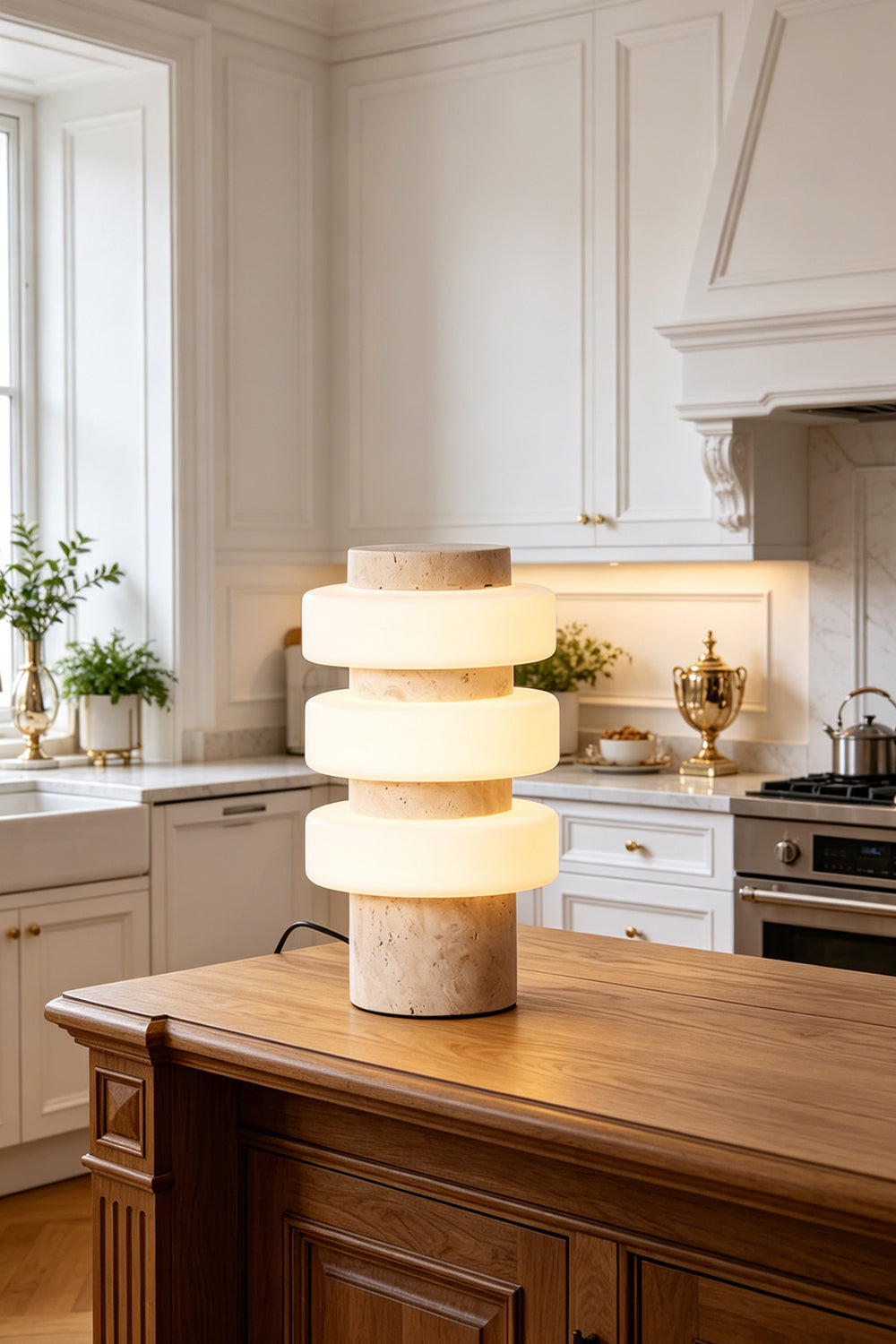 The Strata Stone Pillar Table Lamp for Kitchen | Samu Lamp