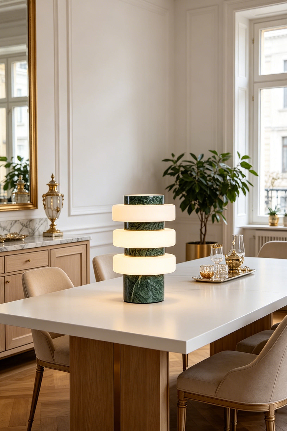 The Strata Stone Pillar Table Lamp for Dining Room | Samu Lamp