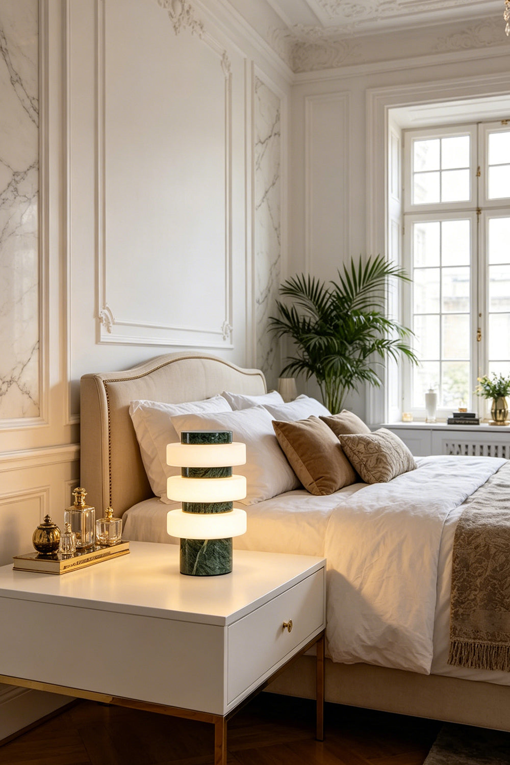 The Strata Stone Pillar Table Lamp for Bedroom | Samu Lamp