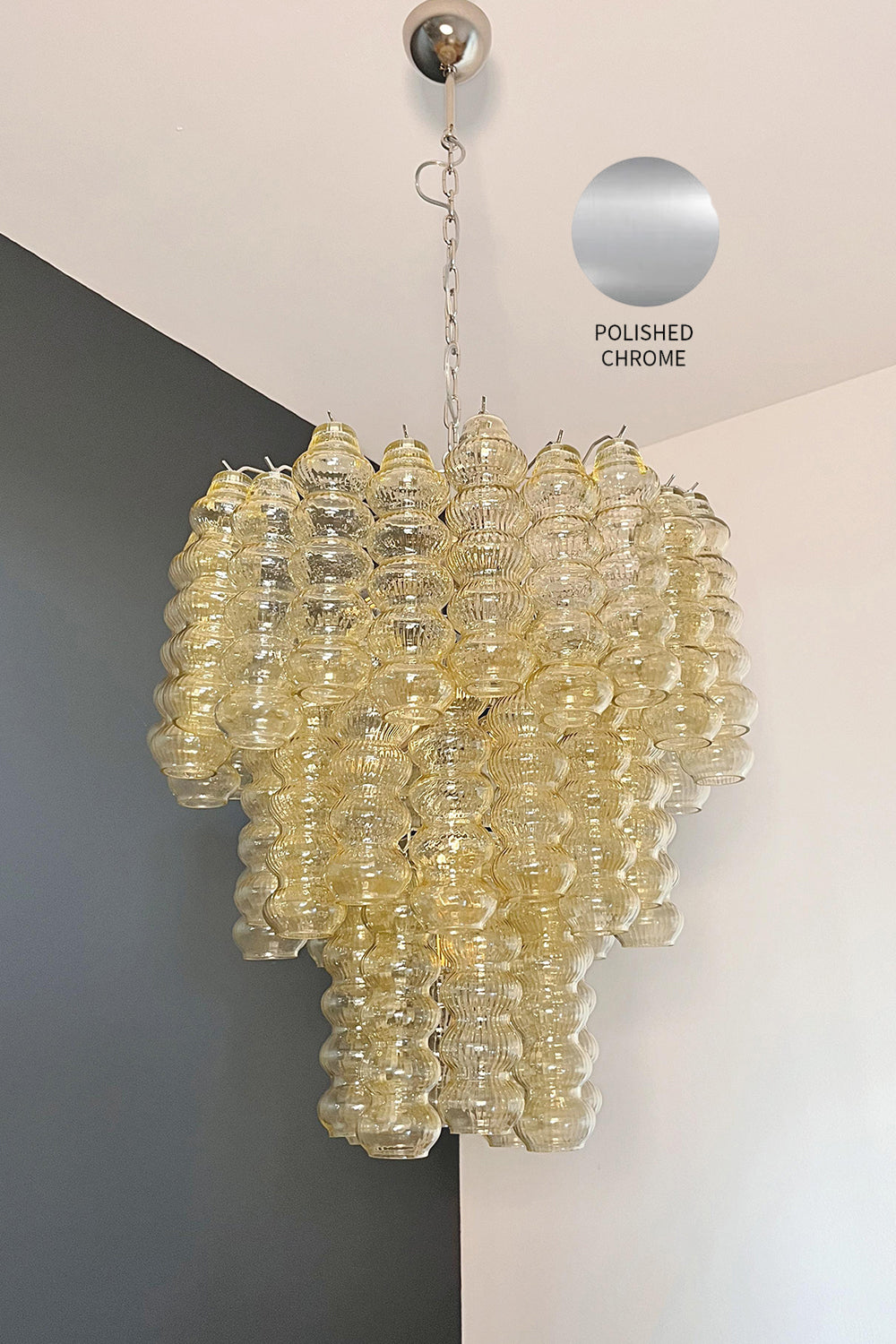 Three-Tier Murano Glass Tube Chandelier