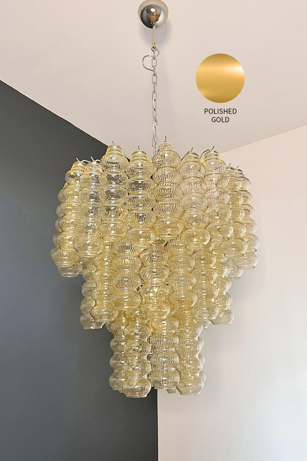 Three-Tier Murano Glass Tube Chandelier