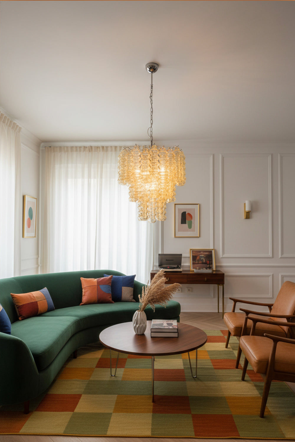 Three-Tier Murano Glass Tube Chandelier