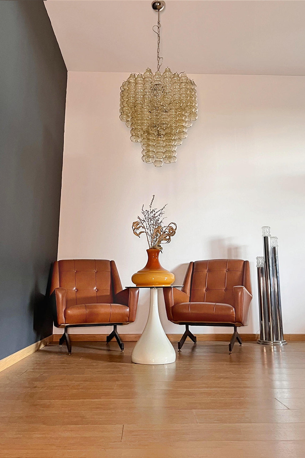 Three-Tier Murano Glass Tube Chandelier