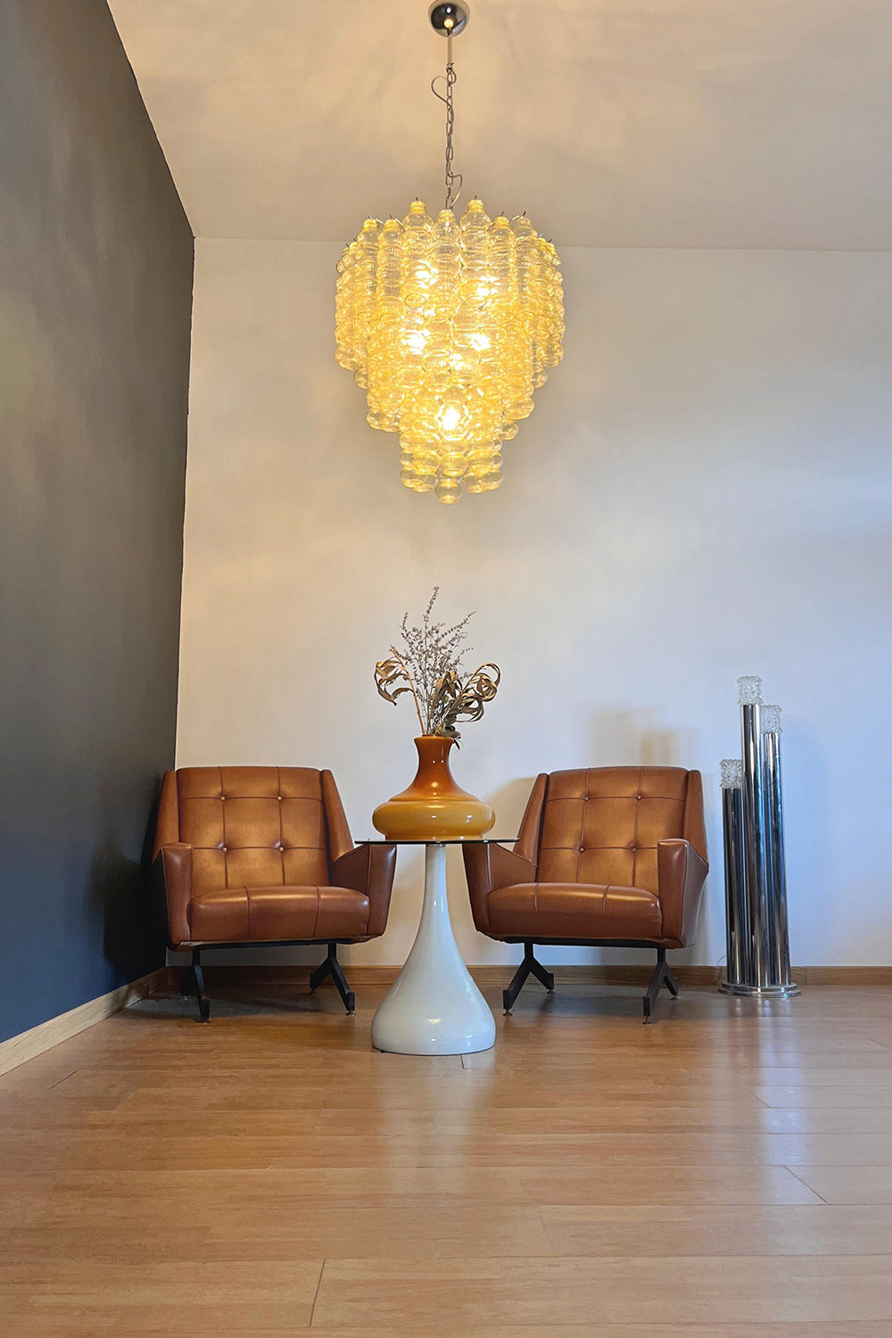 Three-Tier Murano Glass Tube Chandelier