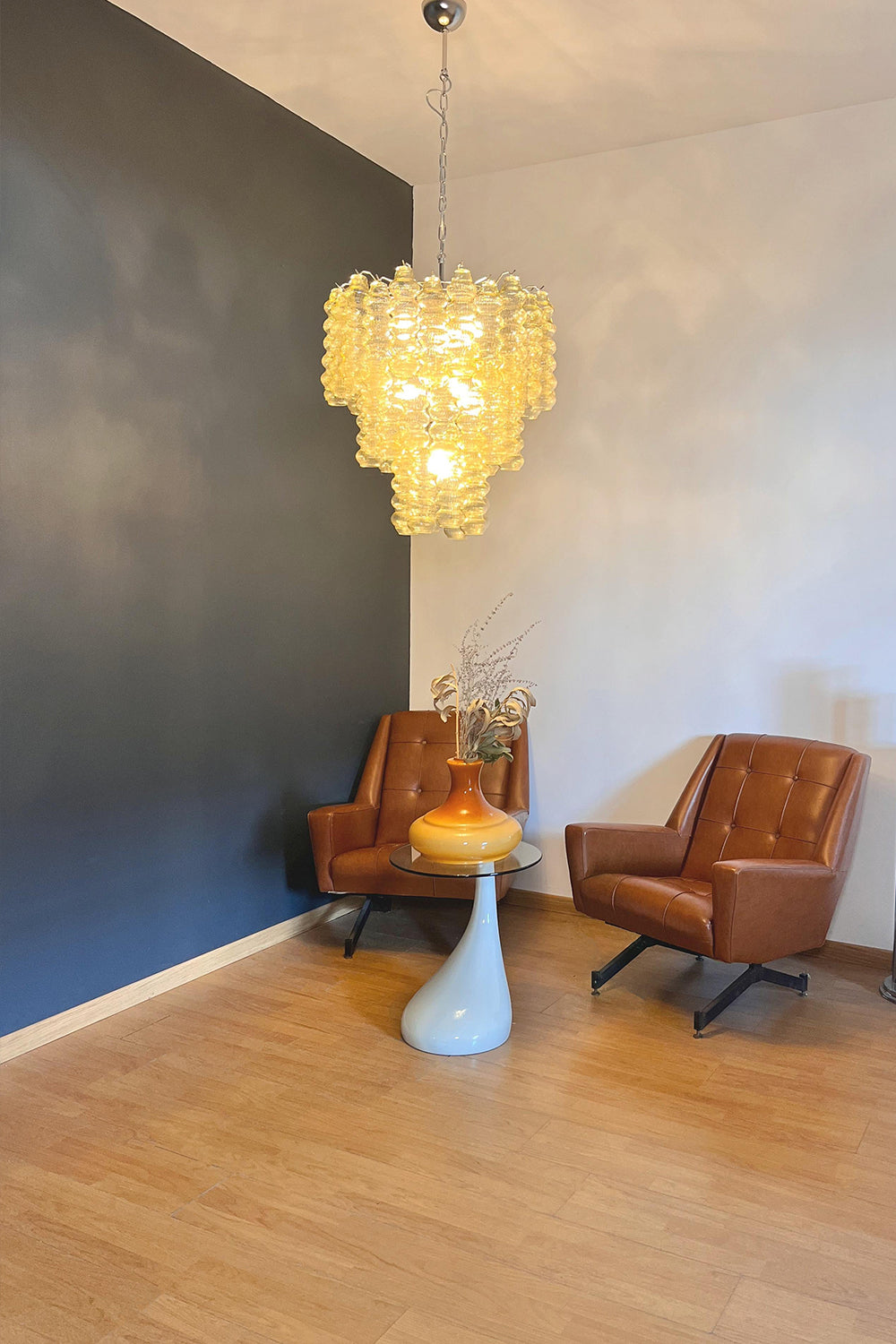 Three-Tier Murano Glass Tube Chandelier