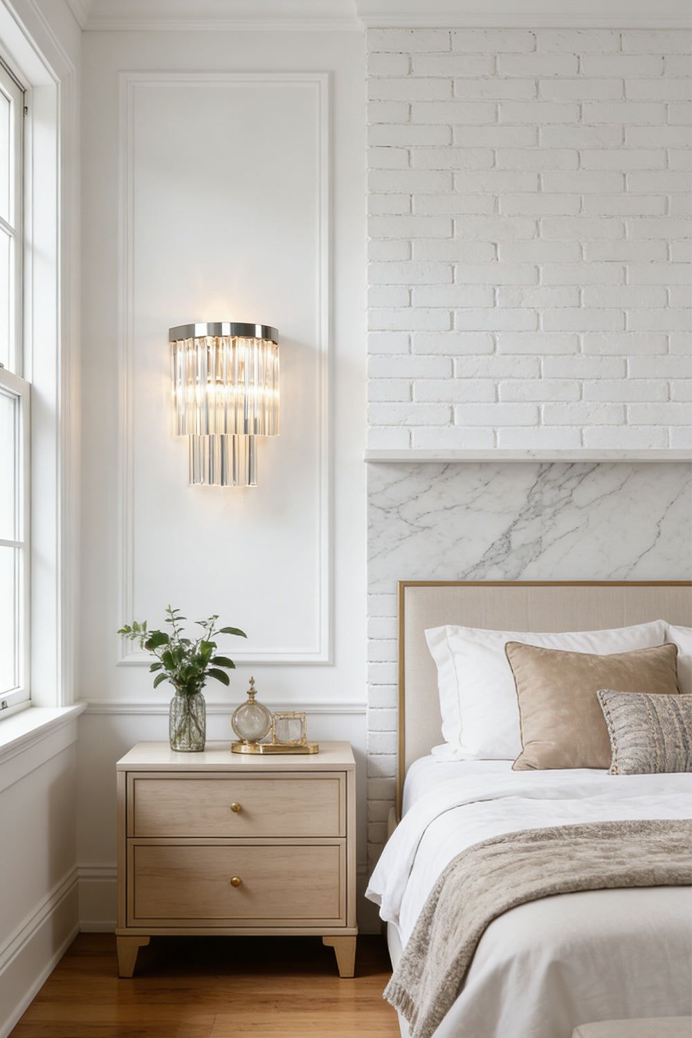 Unlit tiered column glass wall light | Metal, Glass | Angled product shot | Samu Lighting