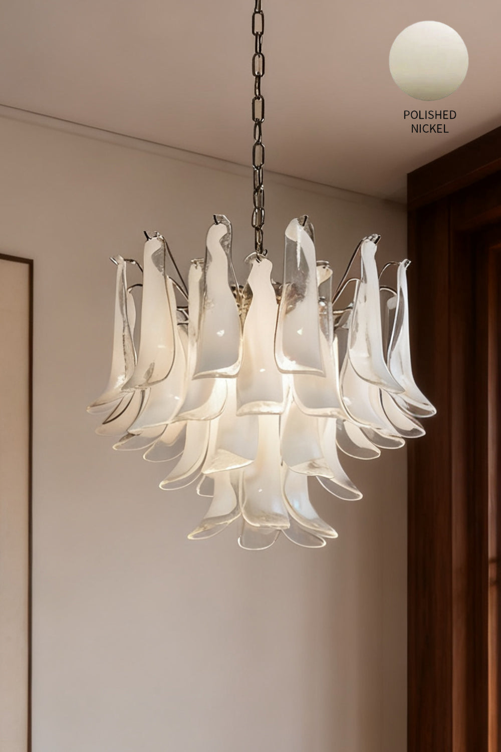 Murano Tiered White Petals Chandelier