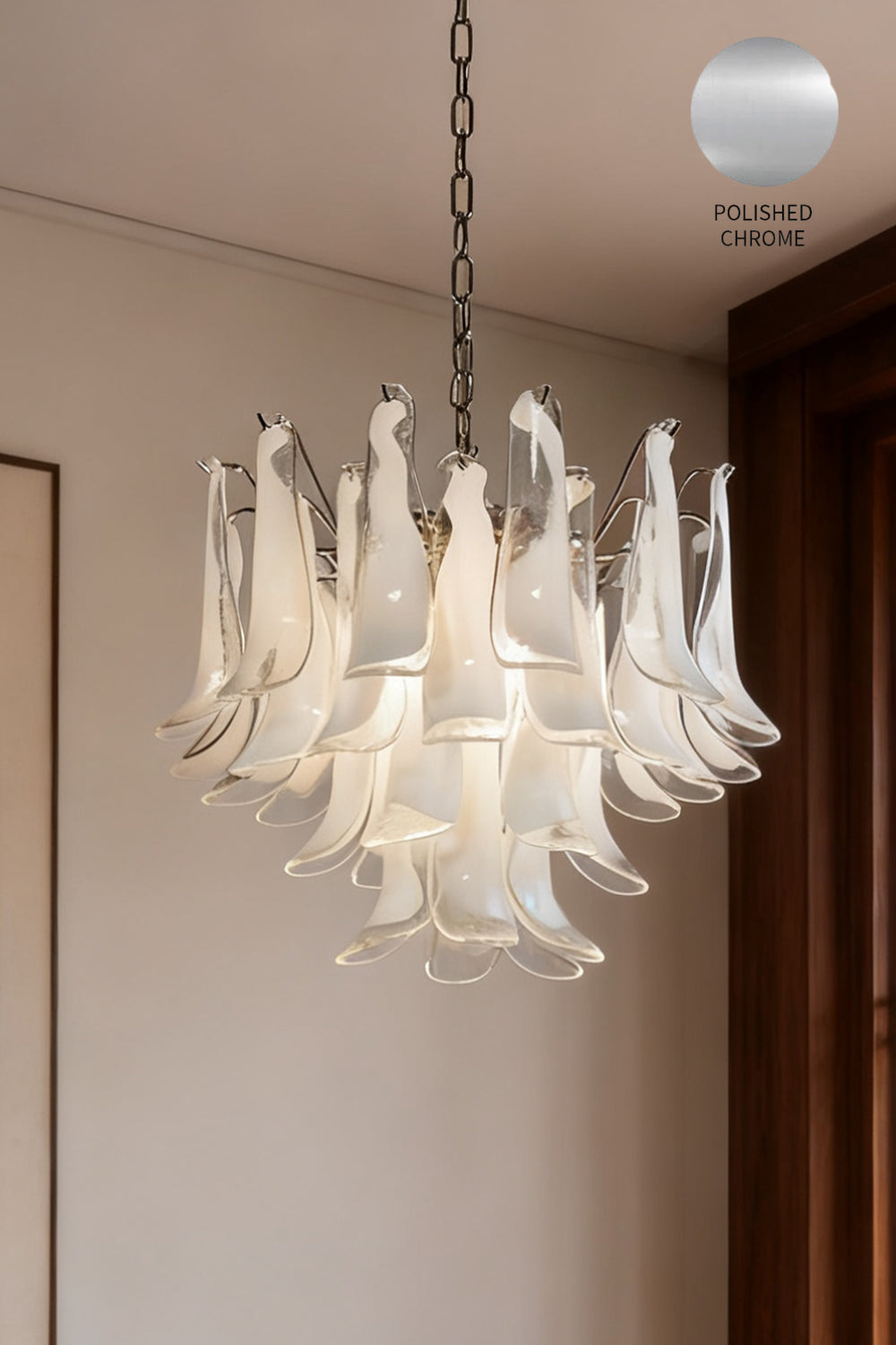 Murano Tiered White Petals Chandelier