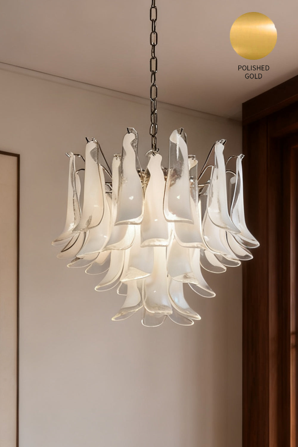 Murano Tiered White Petals Chandelier