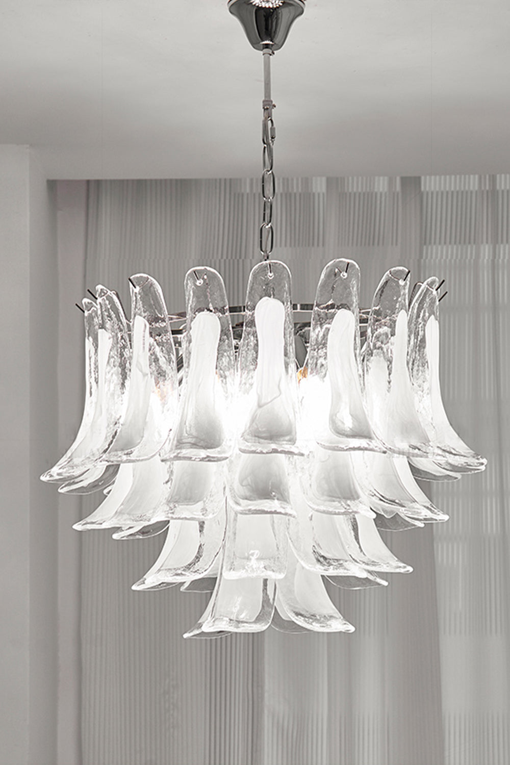 Murano Tiered White Petals Chandelier