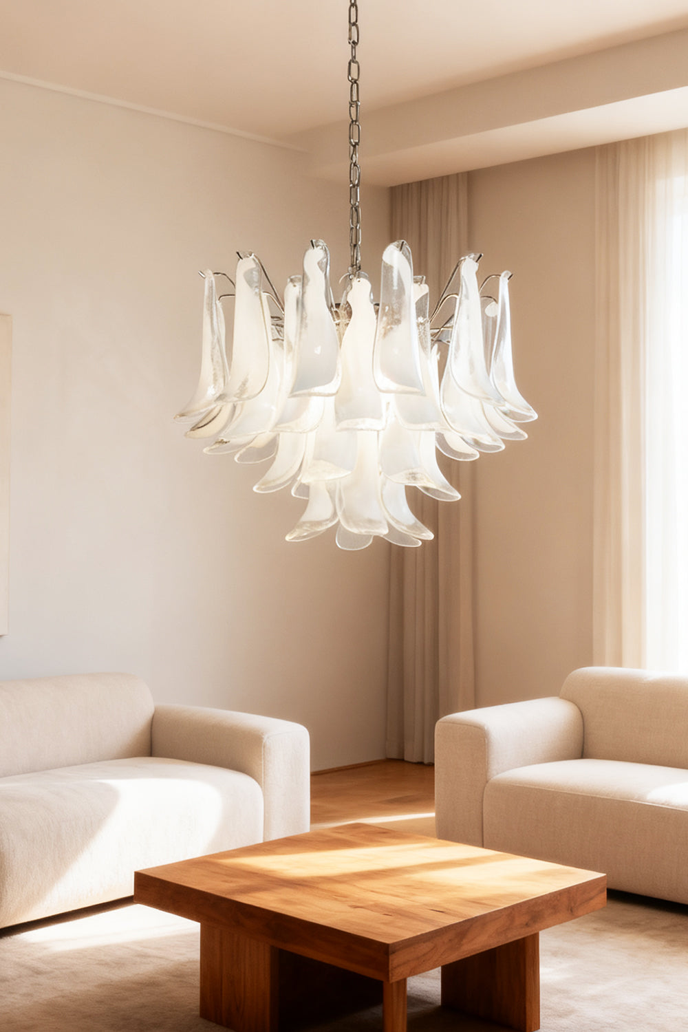 Murano Tiered White Petals Chandelier