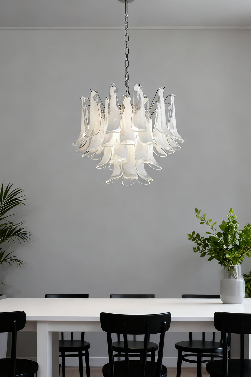 Murano Tiered White Petals Chandelier