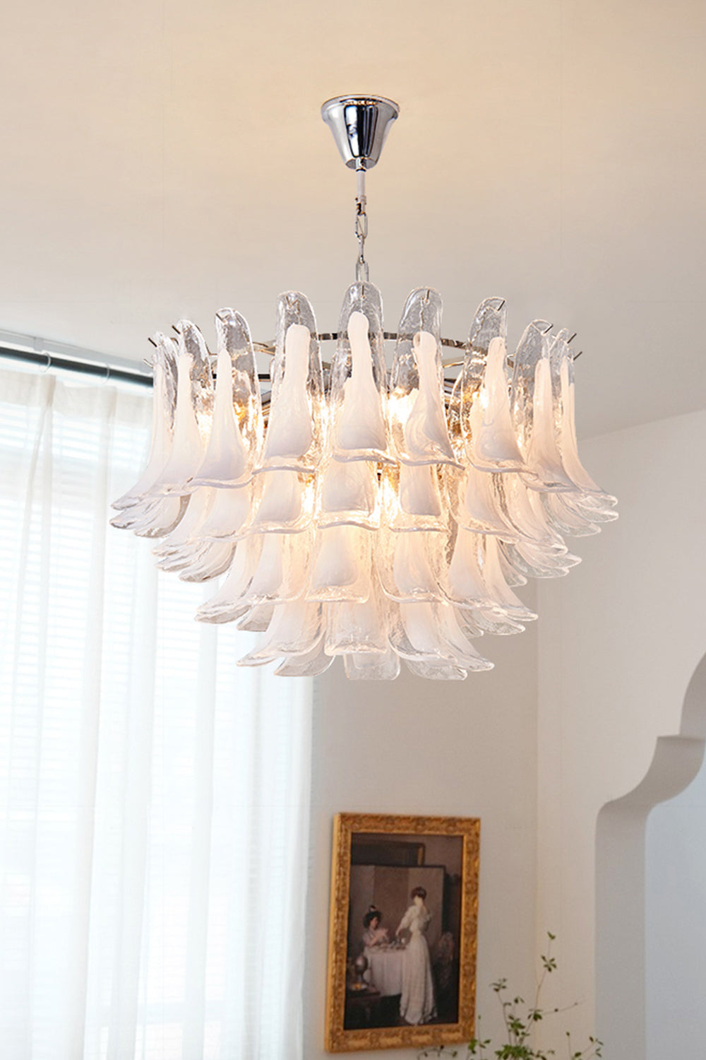 Murano Tiered White Petals Chandelier