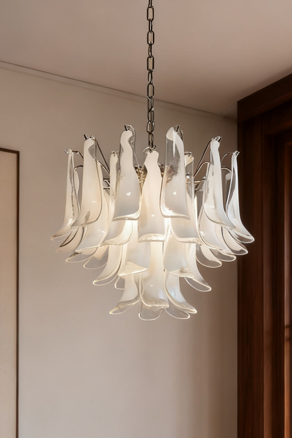 Murano Tiered White Petals Chandelier