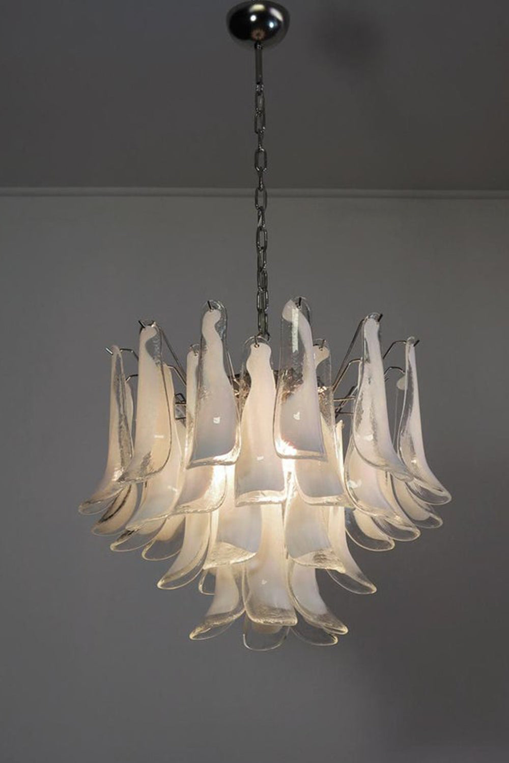 Murano Tiered White Petals Chandelier