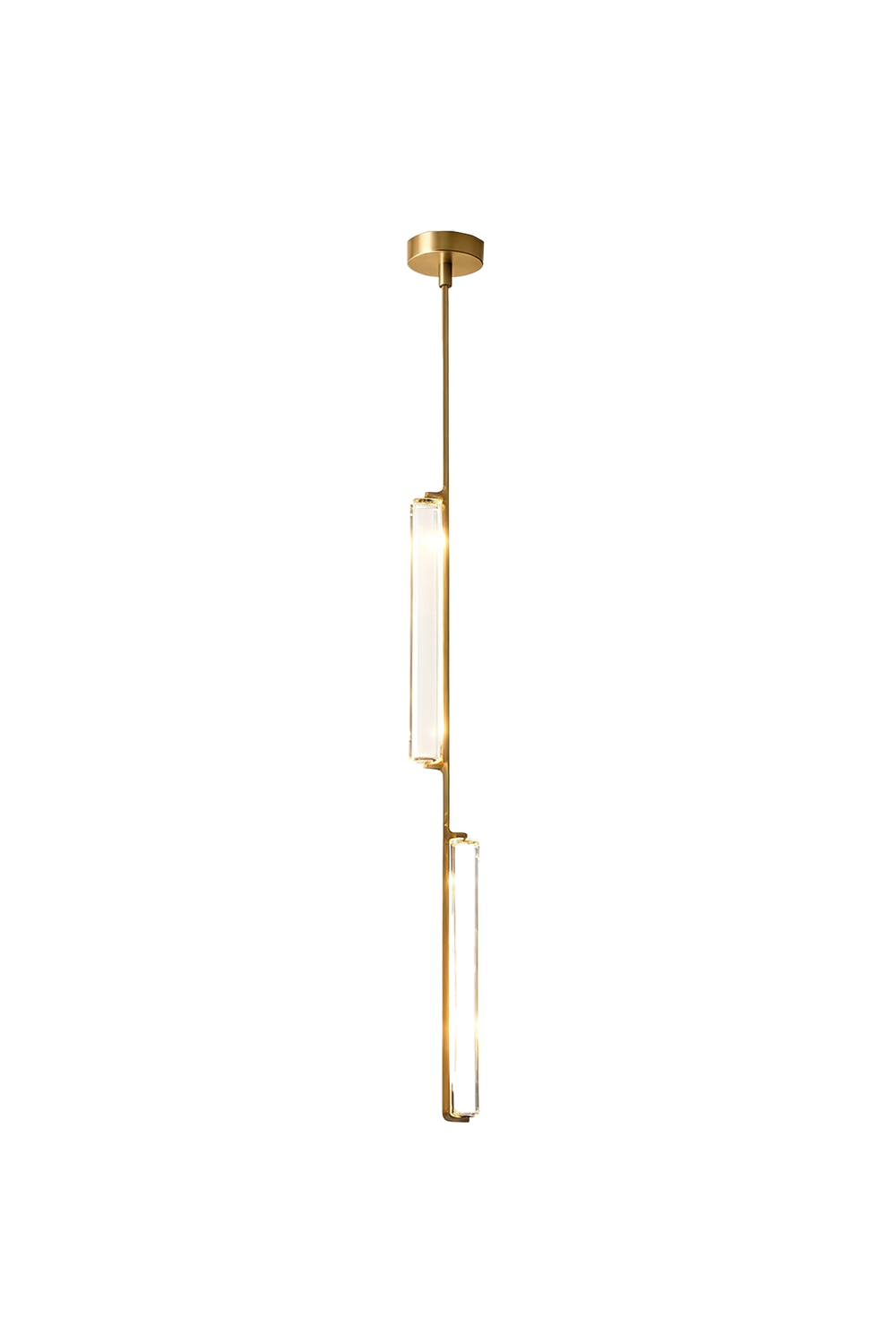 Torvald Crystal Bar Drop Pendant Light hanging in a sleek modern design with gold accents.