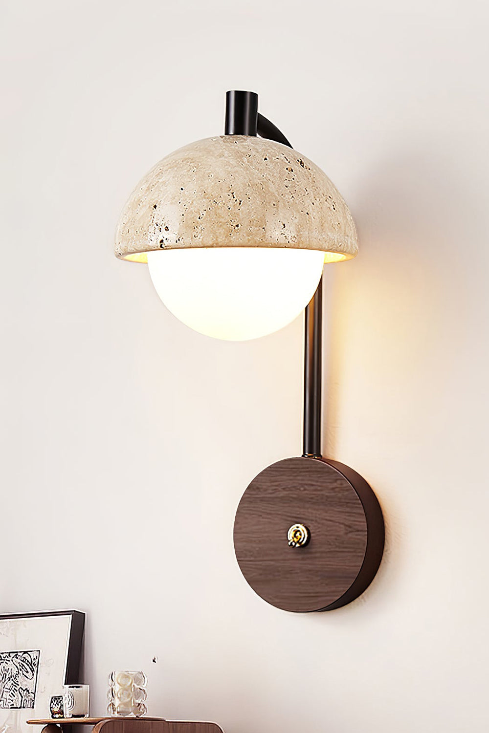 Travertine Arc Wall Light