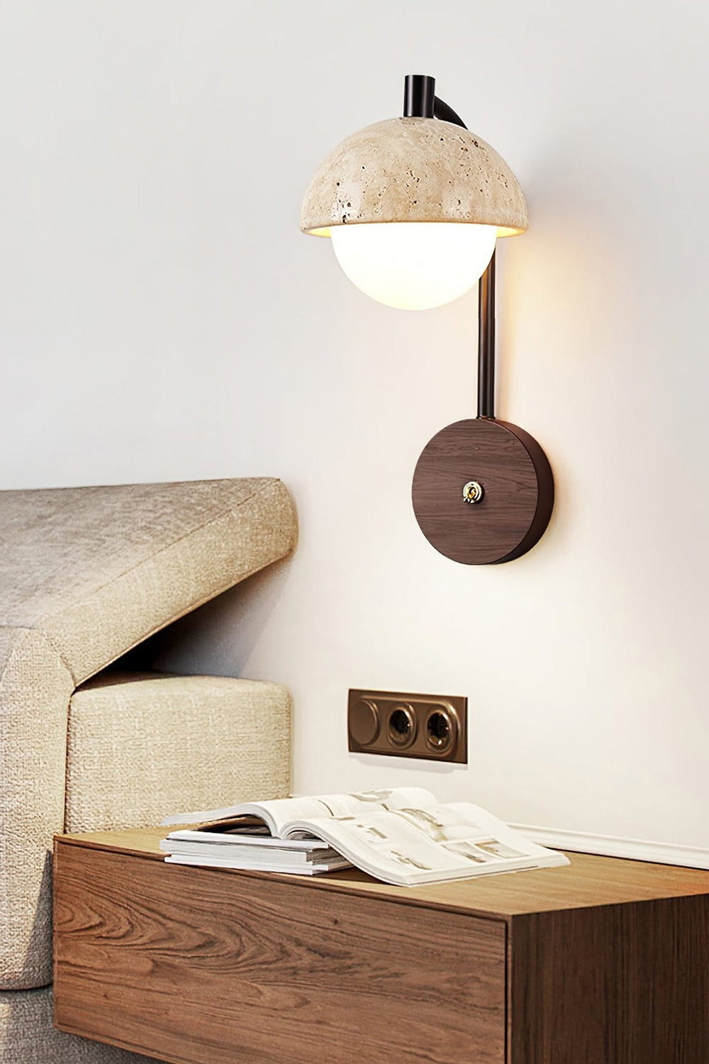 Travertine Arc Wall Light