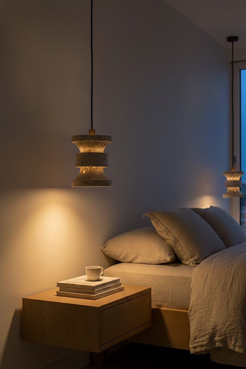 Travertine Carved Pendant Light