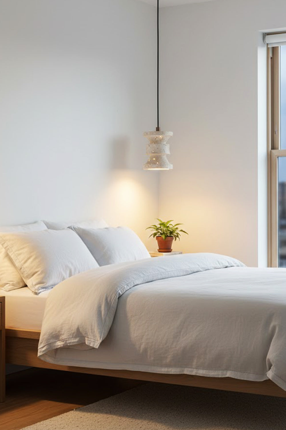 Travertine Carved Pendant Light