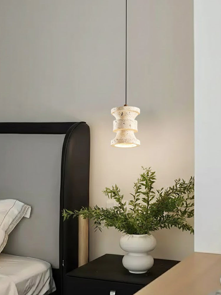 Travertine Carved Pendant Light