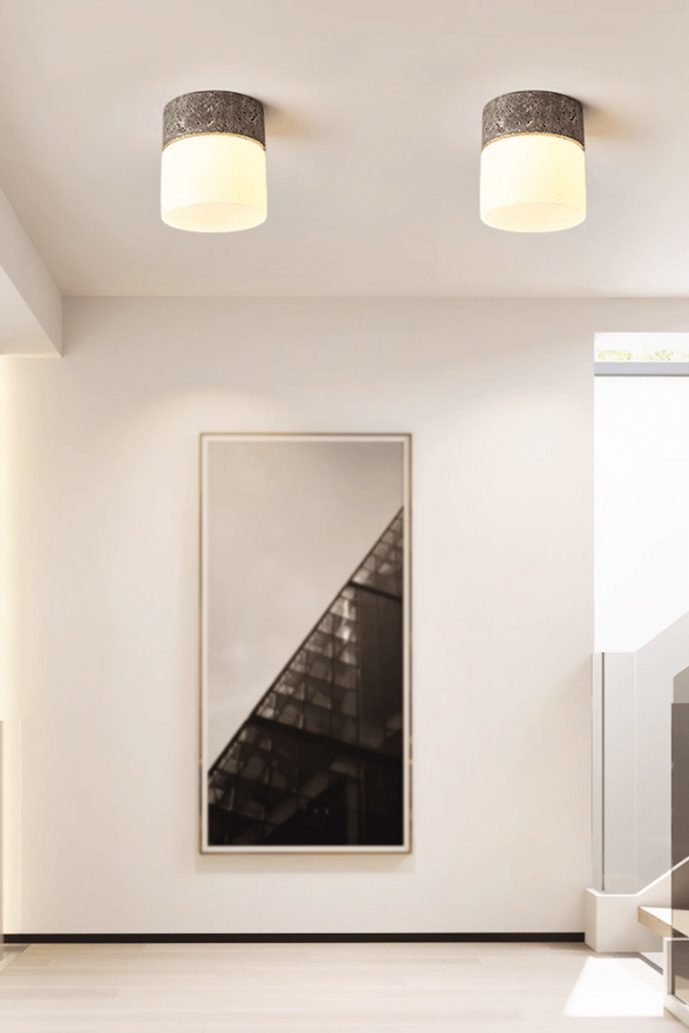 Travertine Cylinder Ceiling Lamp