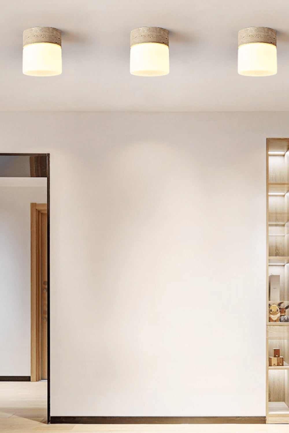 Travertine Cylinder Ceiling Lamp