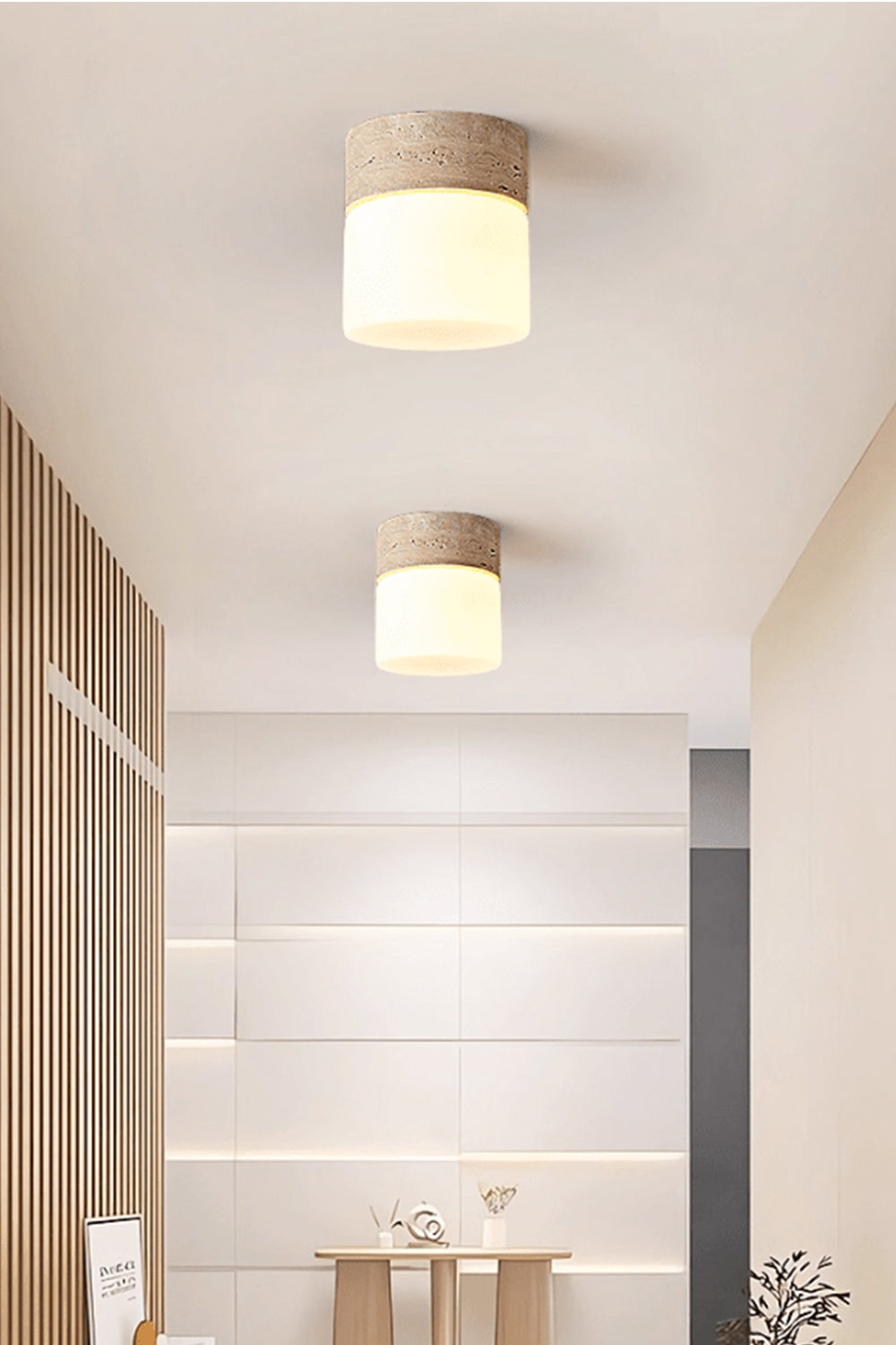 Travertine Cylinder Ceiling Lamp