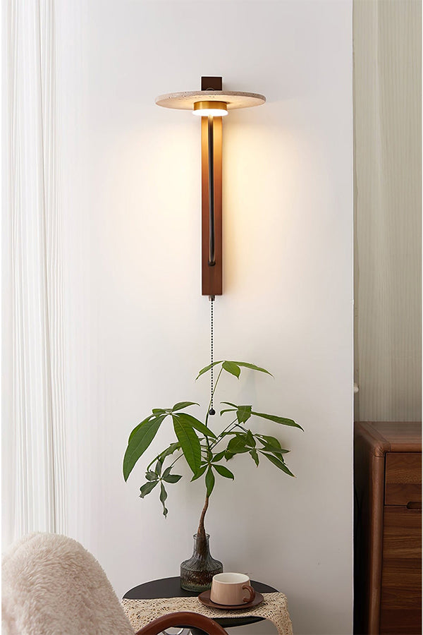 Travertine Disc Arm Wall Lamp