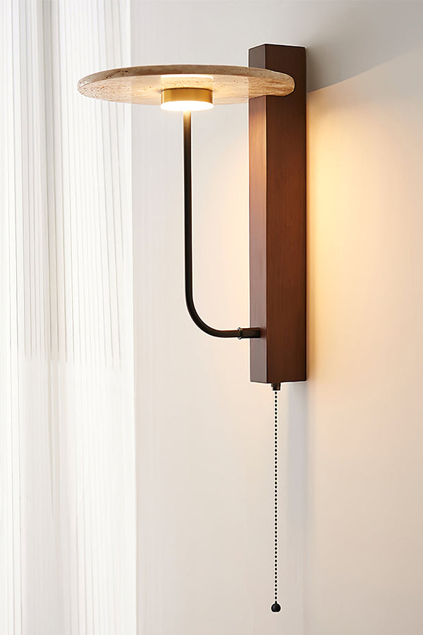 Travertine Disc Arm Wall Lamp